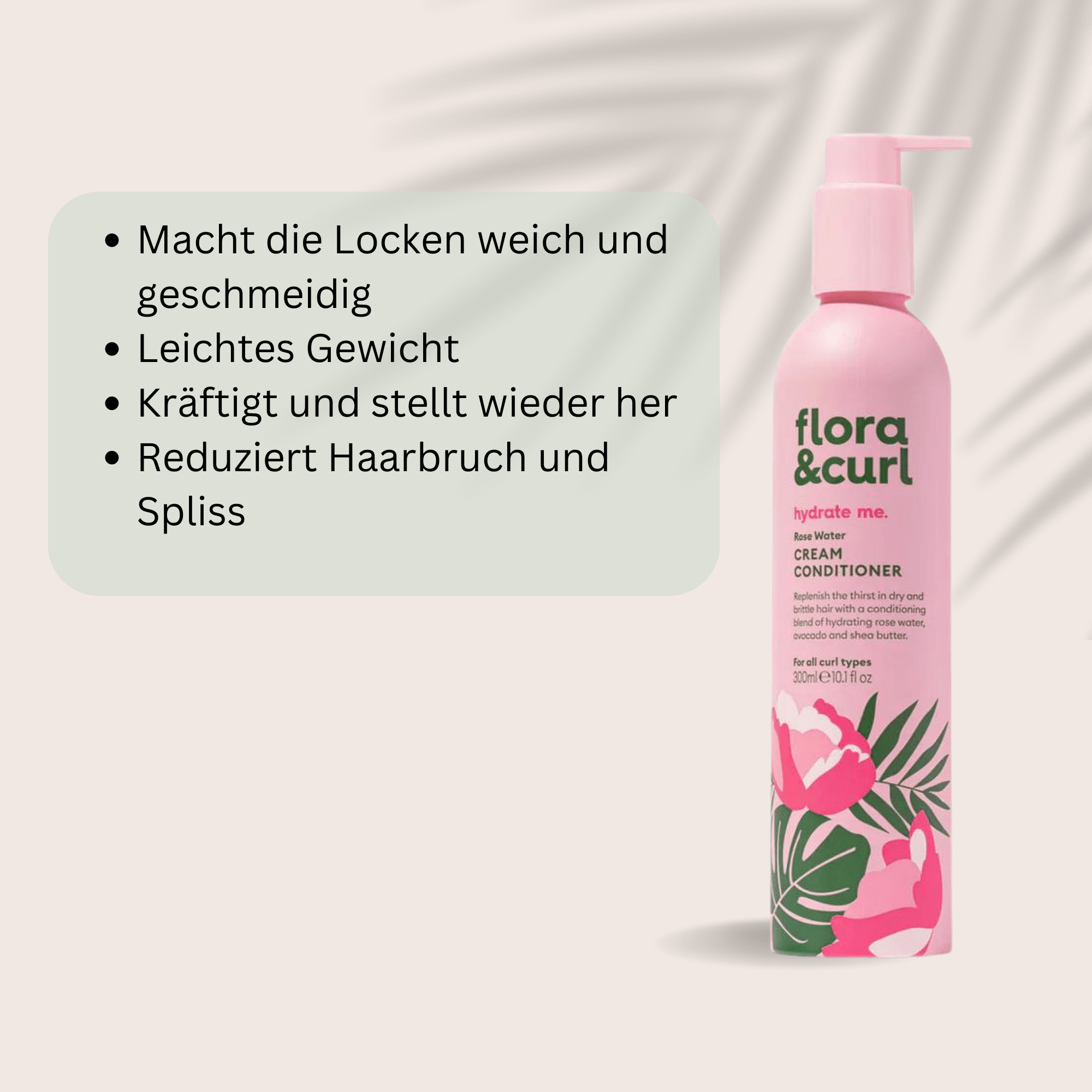 Rose Water Conditioner von Flora & Curl – Feuchtigkeitspflege mit Rosenwasser für Locken