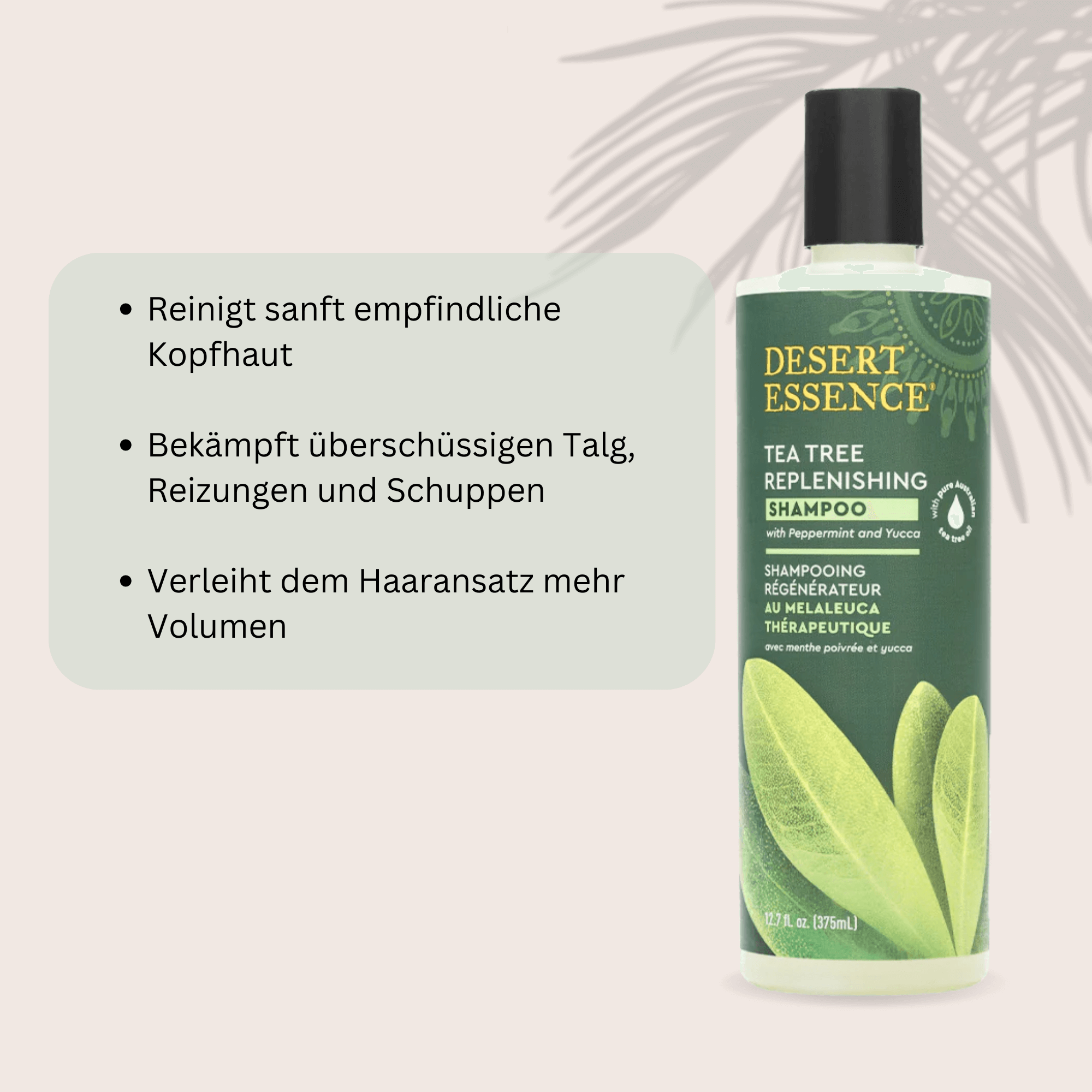 Tea Tree Shampoo von Desert Essence – Klärende Haarpflege gegen Schuppen und fettige Kopfhaut 375ml