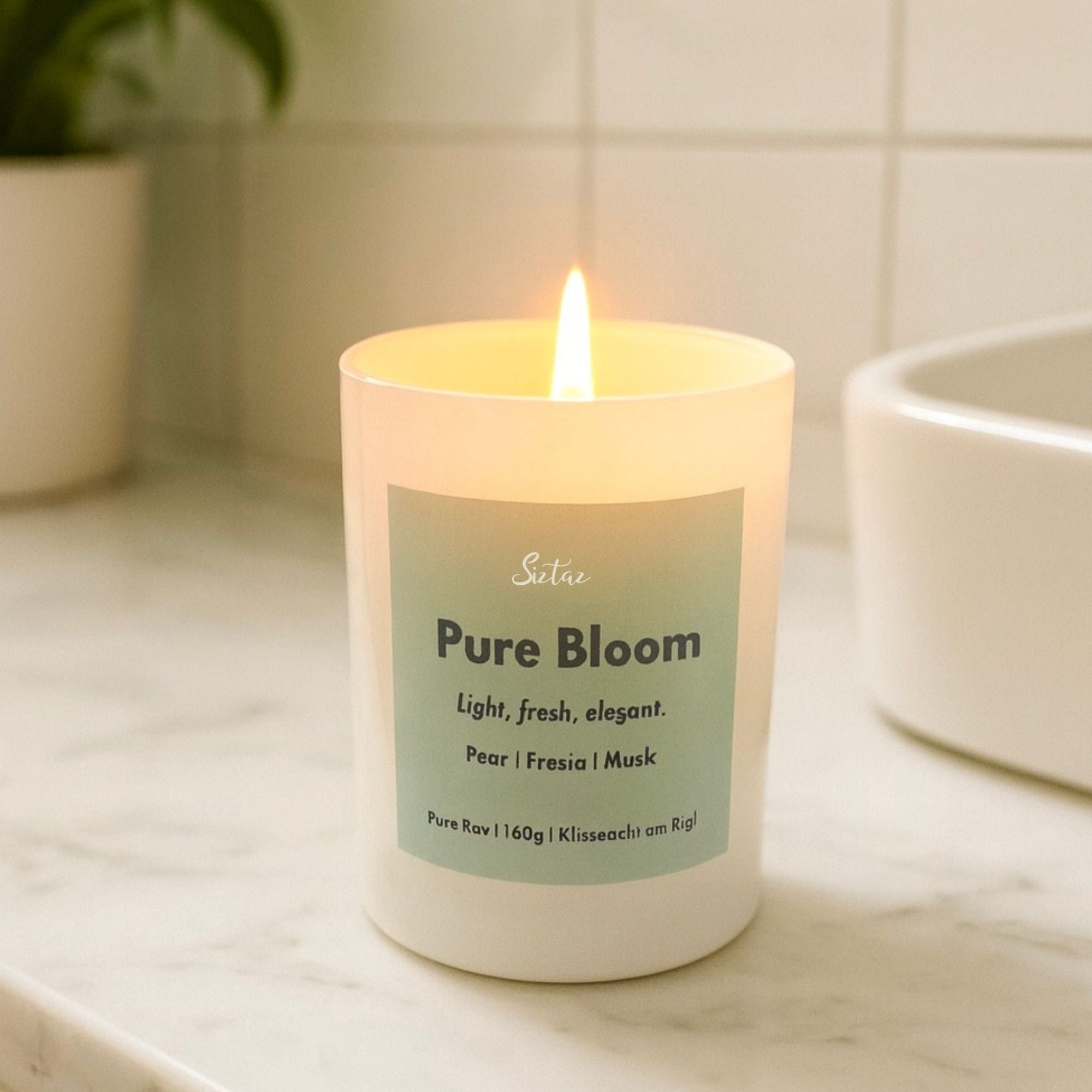 Pear, Fresia and musk scented candle, duftkerze. Siztaz