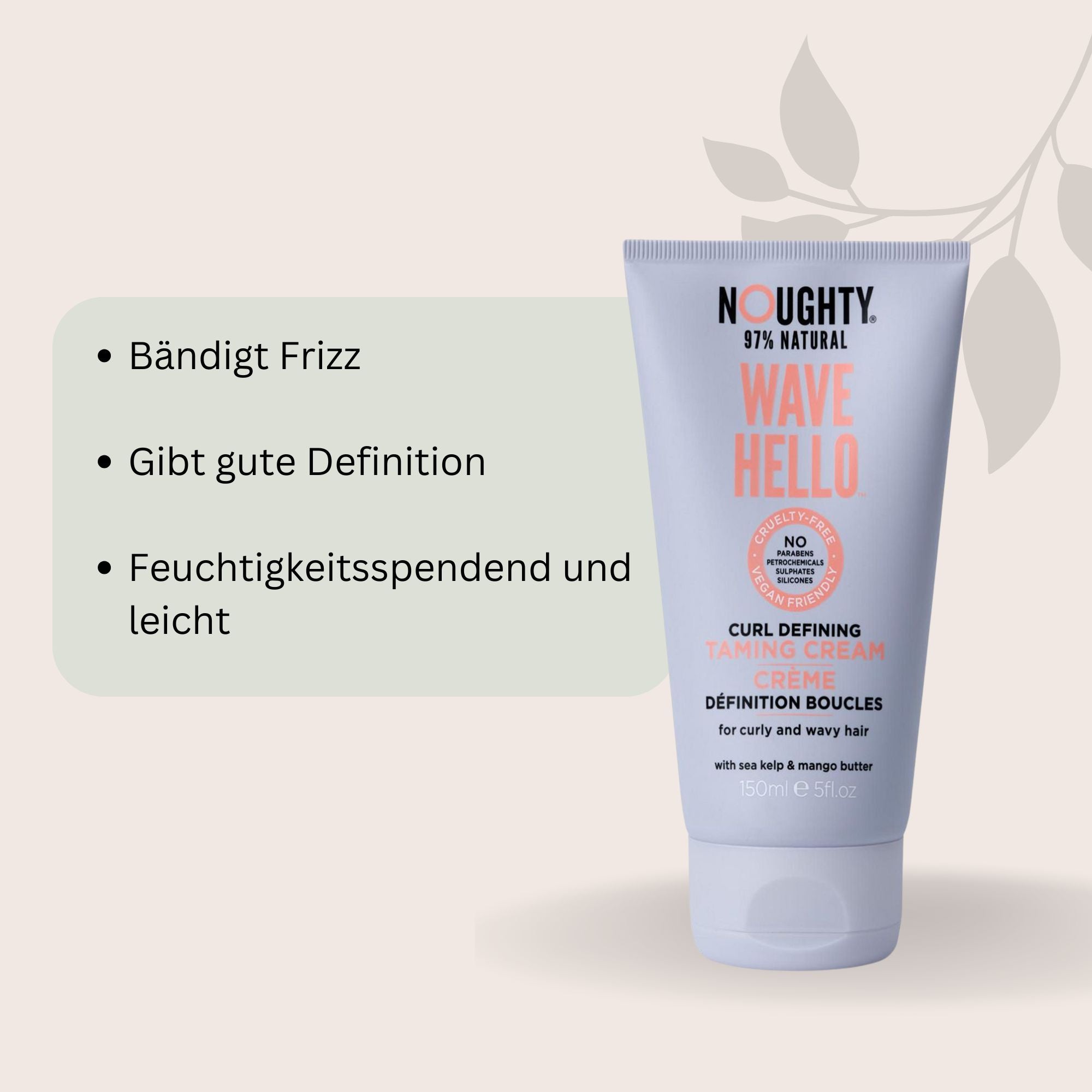 Wave Hello Curl Taming Cream Lockencreme für gebändigte & definierte Wellen – Anti-Frizz, 150ml