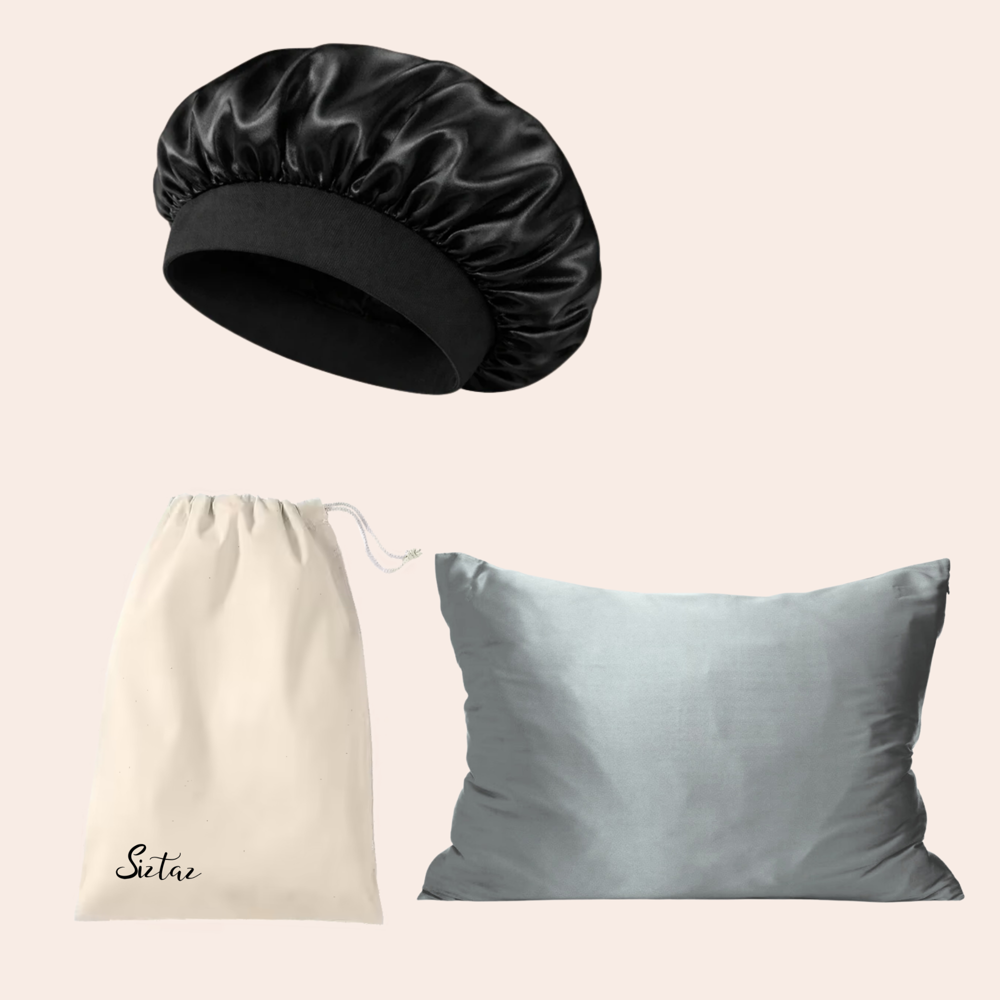 Satin Bonnet & Kissenbezug Set