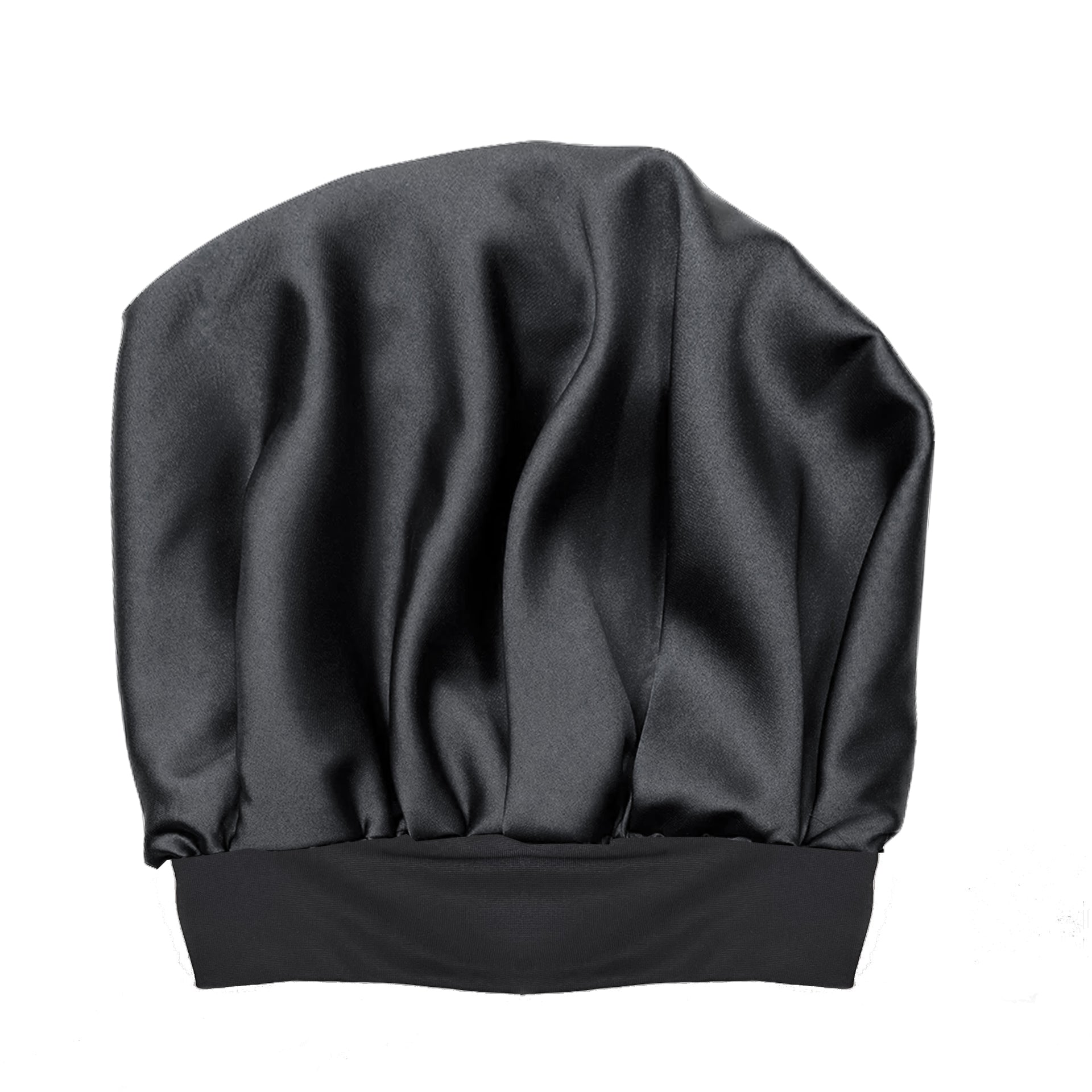 Satin-Schlafhaube in Schwarz – schützt Locken über Nacht