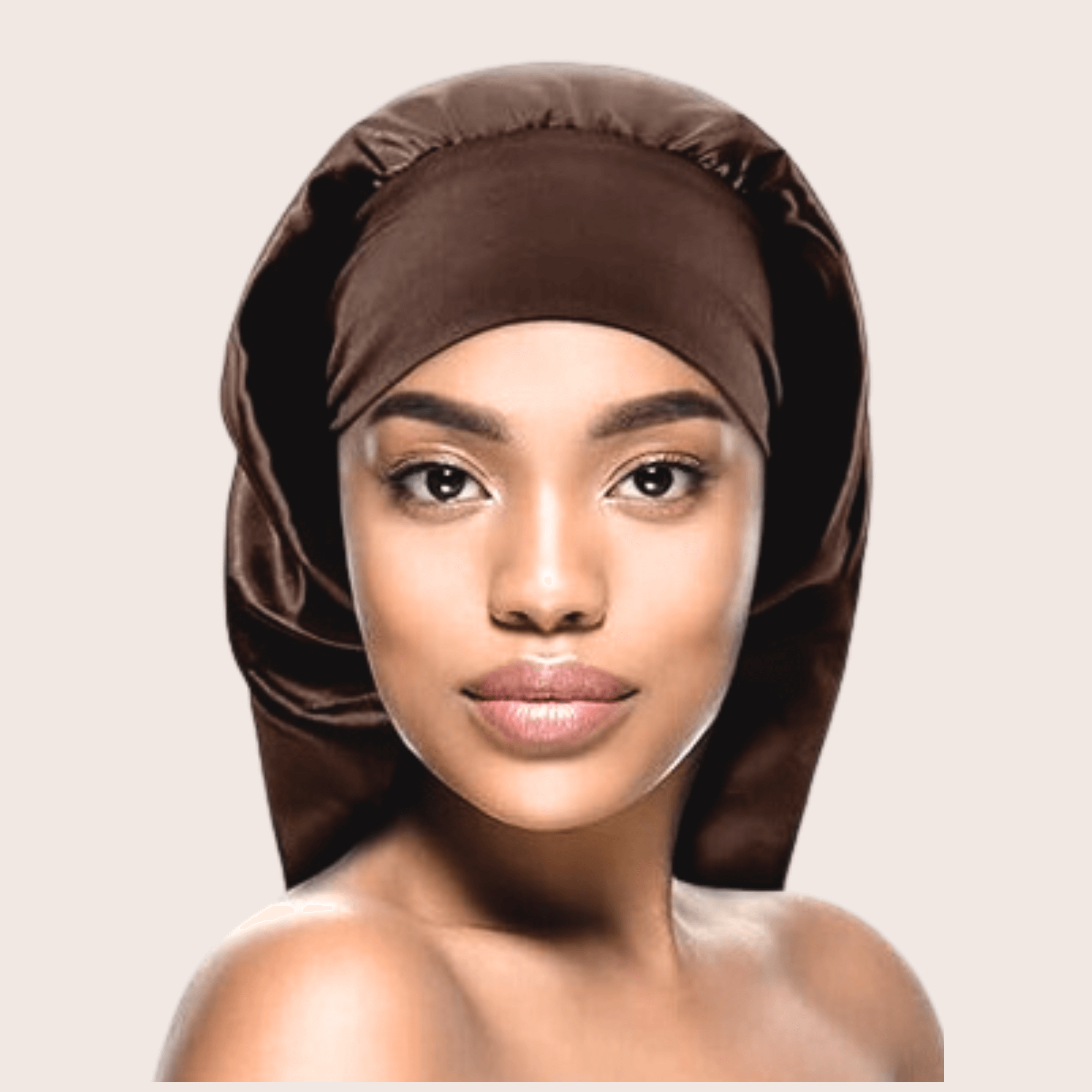 Satin Bonnet brown, braun für Zöpfe und Locks – Schützt voluminöse Frisuren, verhindert Frizz und sorgt für langanhaltende Lockenpflege während des Schlafs