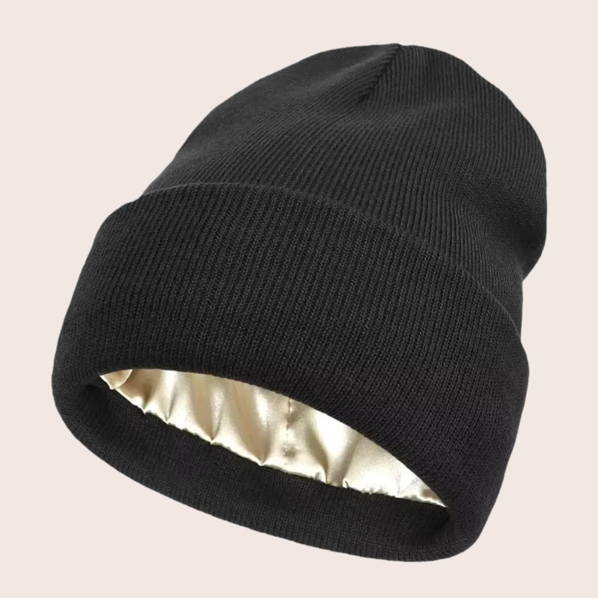 Curly hat / beanie with satin lining