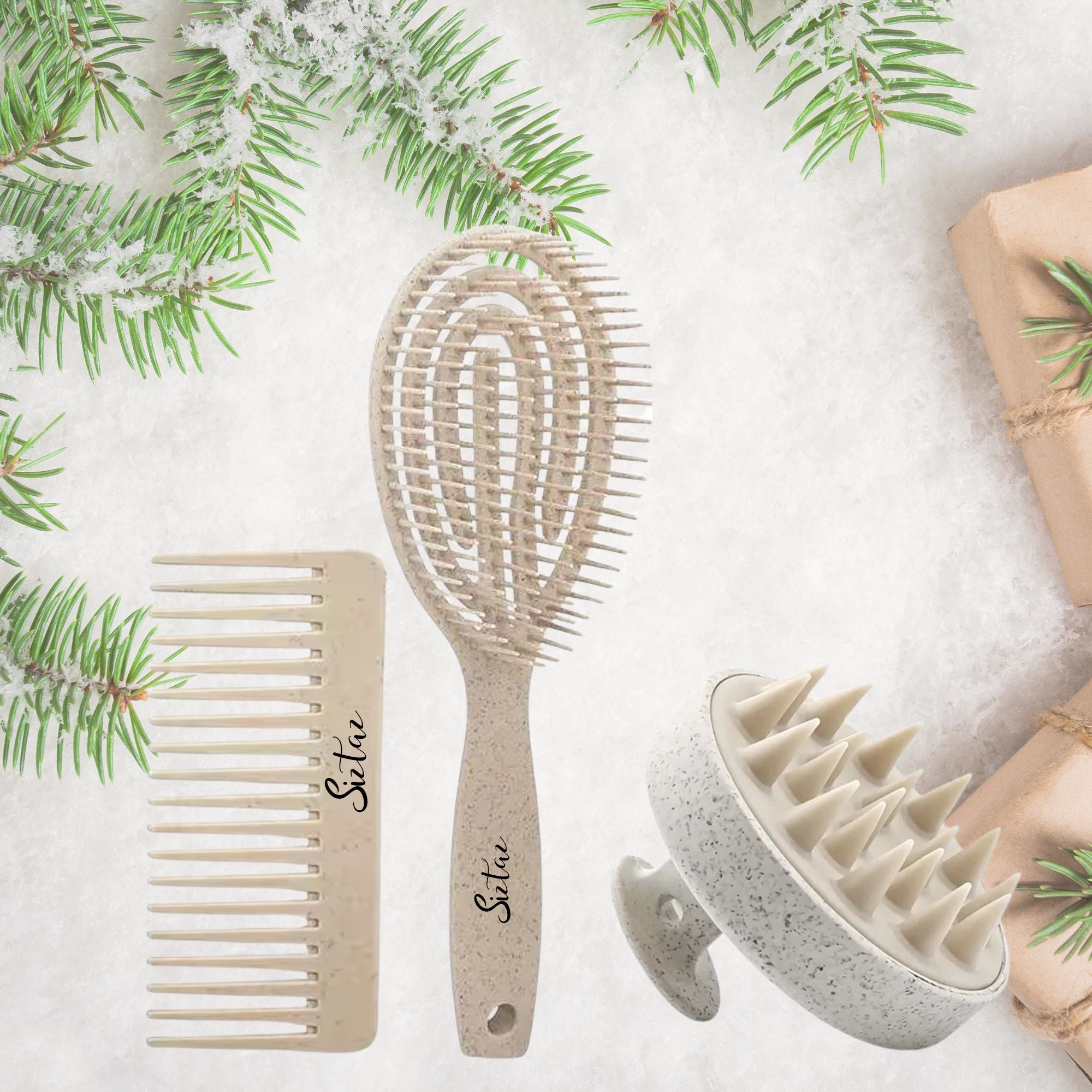 Set von Haarbürste für Locken, Entwirrungsbürste. Geschenkidee