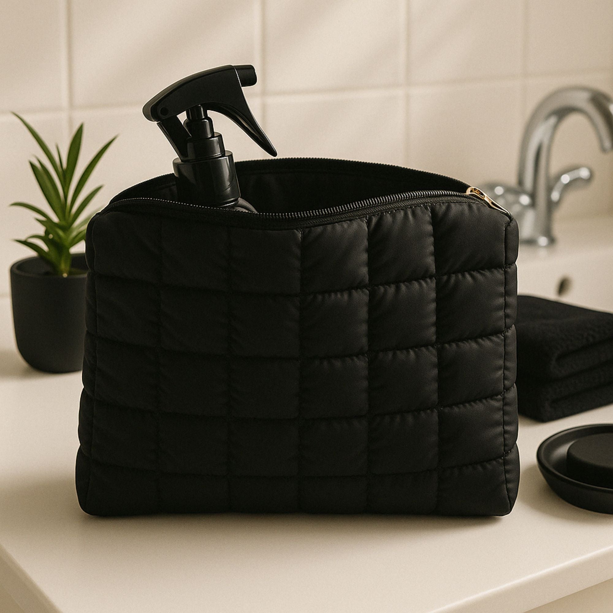 Kosmetiktasche Schwarz – kompakt, weich & stilvoll