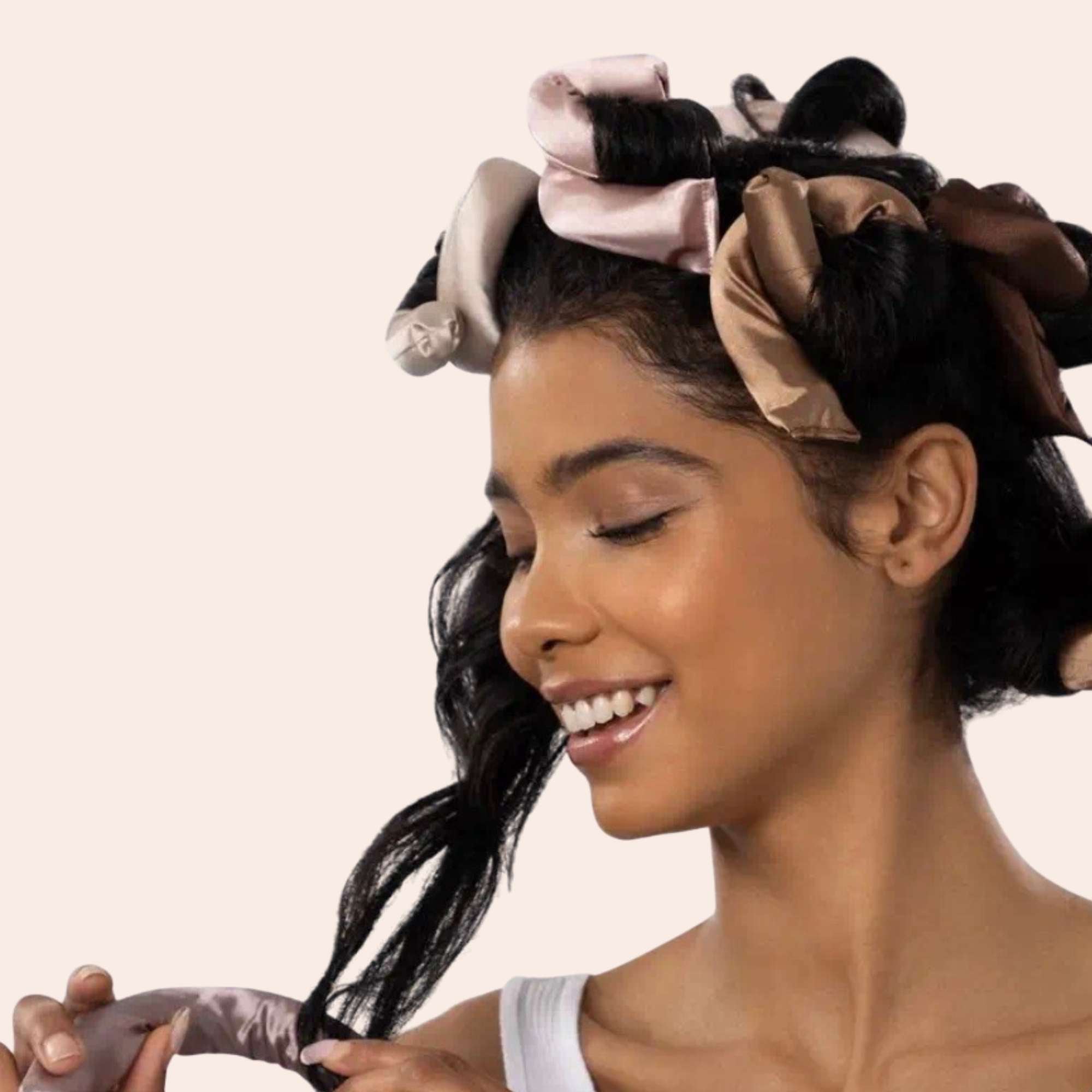 Kit bigoudis en satin avec bonnet