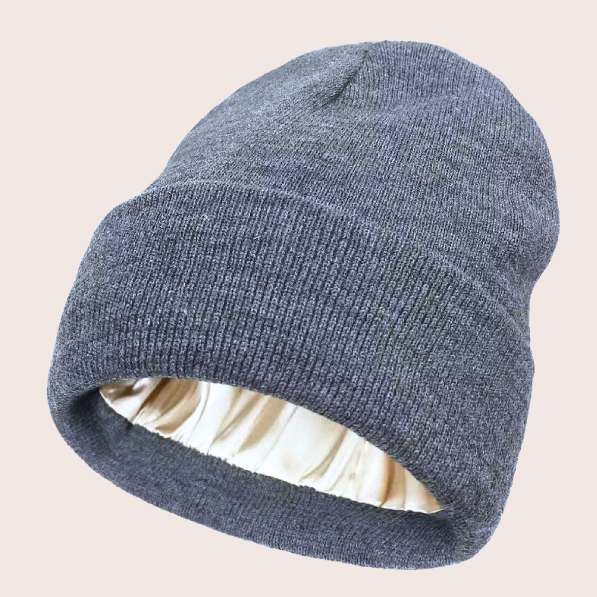 Siztaz | Winter mütze Beanie mit Satin Futter - grau