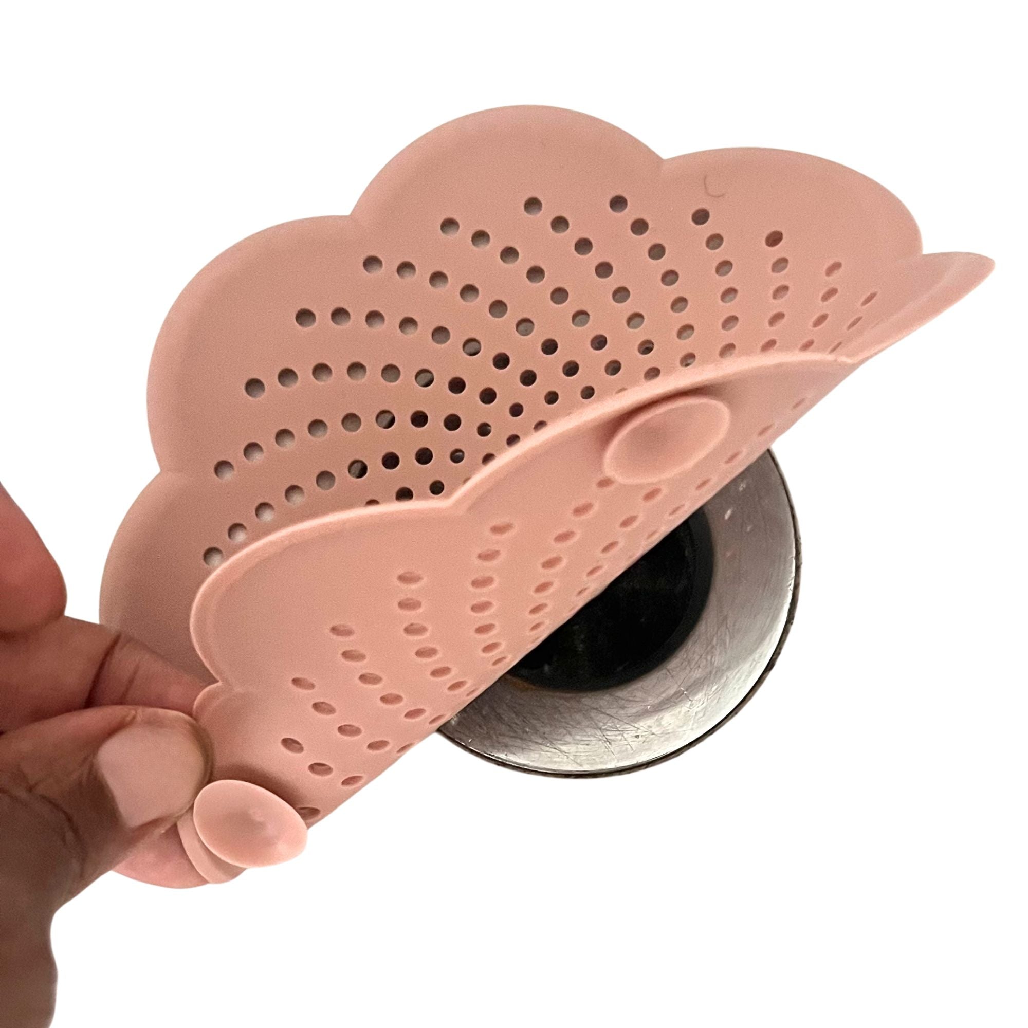 Haarfänger für Dusche & Badewanne – flexibles Silikonsieb in Rosé