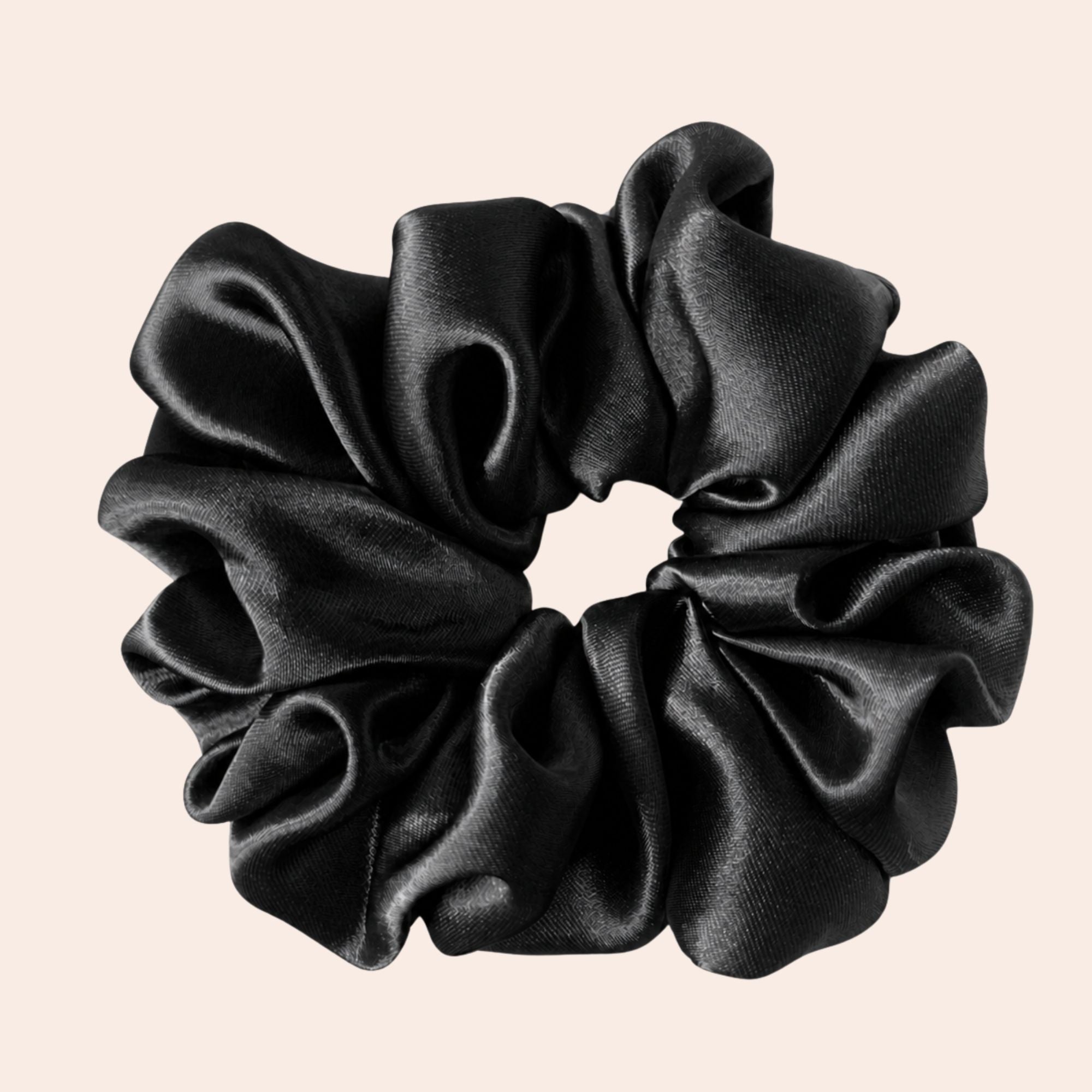 Satin Scrunchie Haargummi – sanft für Locken, schwarz