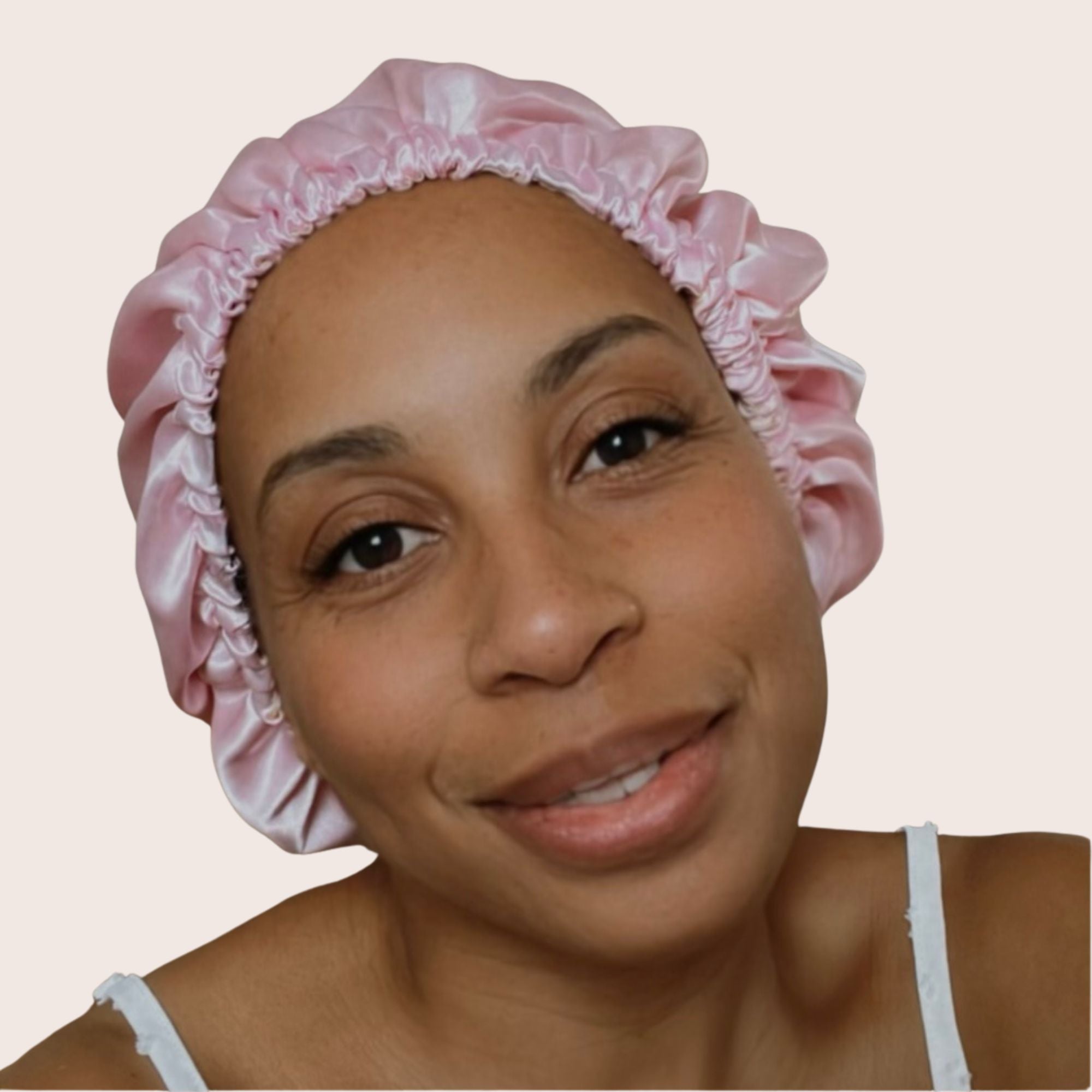 Satin Bonnet double-sided, pink