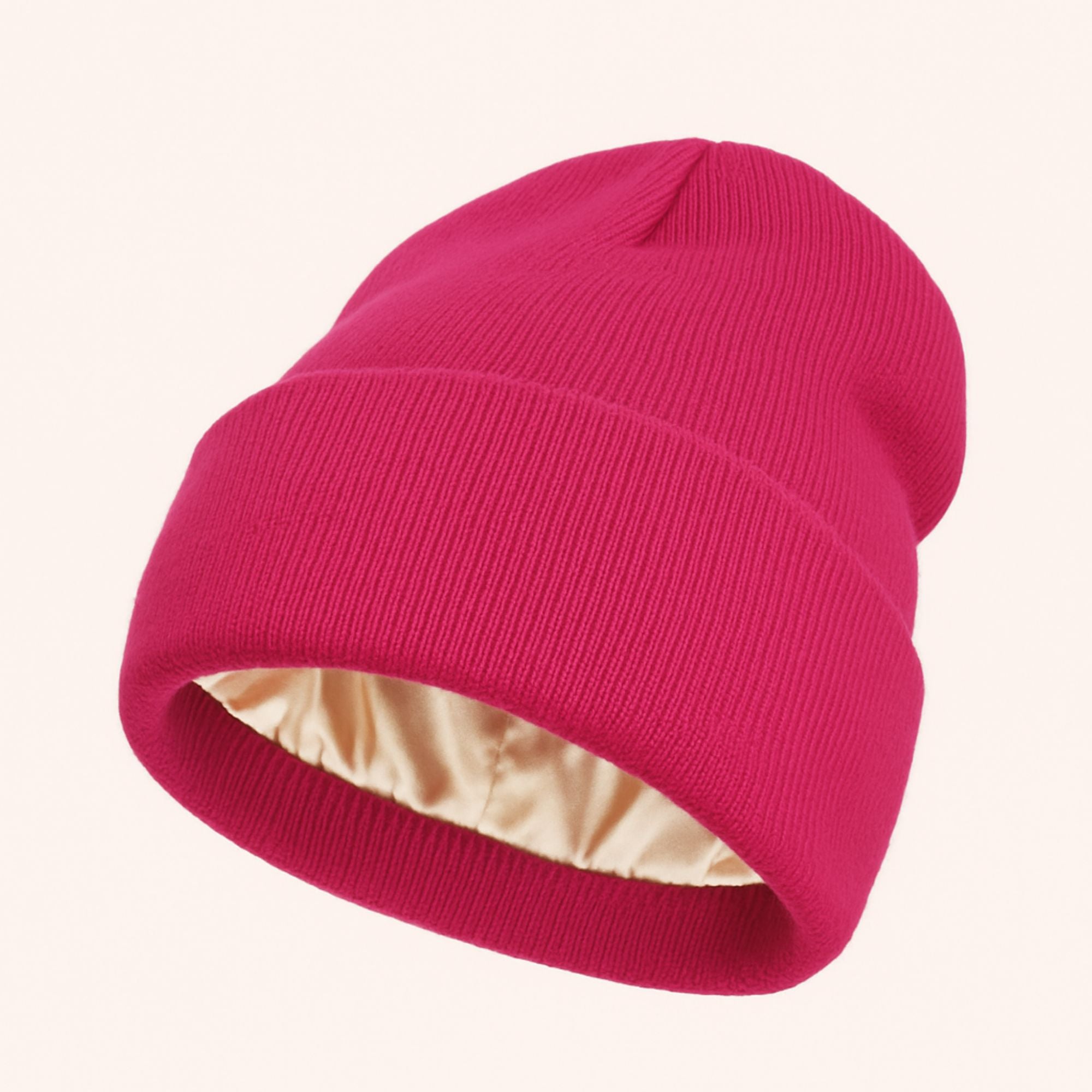 Curly hat / beanie with satin lining