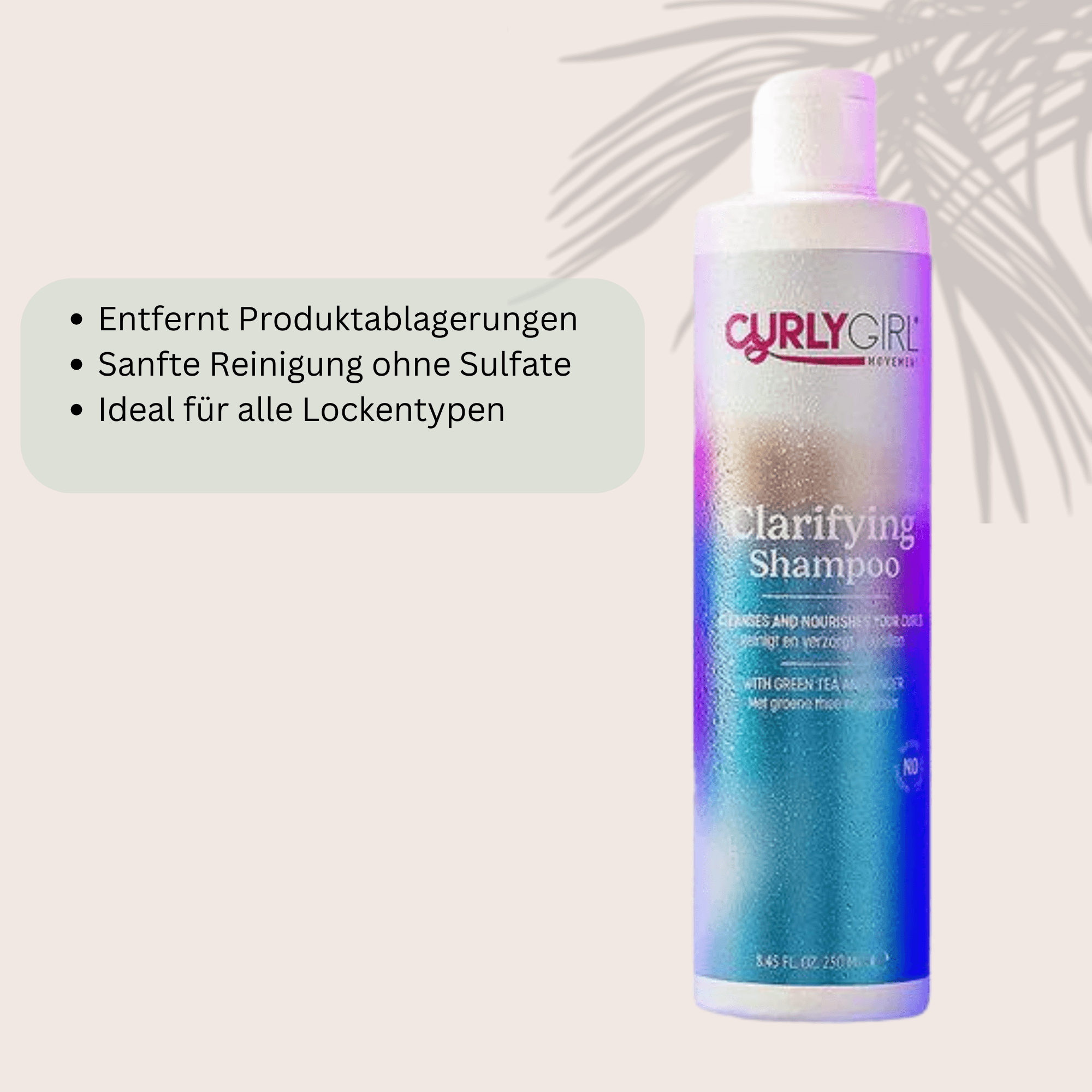 CurlyGirl Movement Clarifying Shampoo ist ein tiefenreinigendes Shampoo, das speziell entwickelt wurde, um Ablagerungen und Produktreste von lockigem Haar zu entfernen. Es reinigt das Haar gründlich, ohne es auszutrocknen, und bereitet es optimal auf die Aufnahme von Feuchtigkeit vor. Dieses Shampoo hilft, die Locken zu revitalisieren und sorgt für Frische und Definition, ideal für Locken, die von Zeit zu Zeit eine intensive Reinigung benötigen.