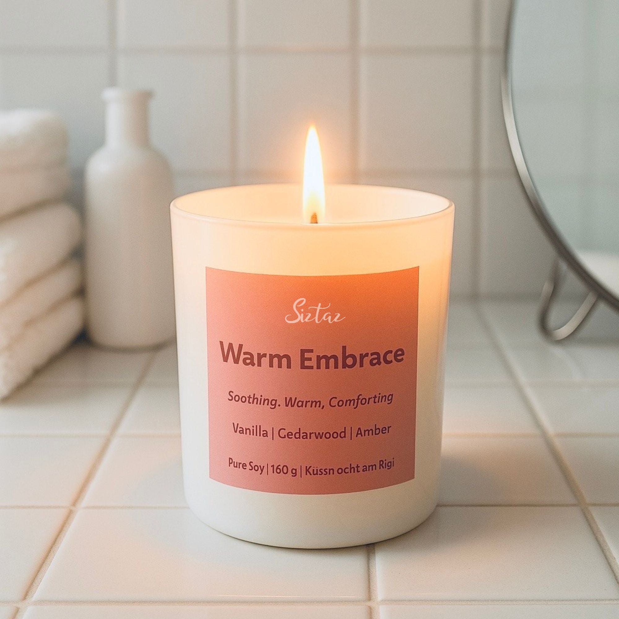 Warm Embrace. Vanilla. Soft. Cozy.