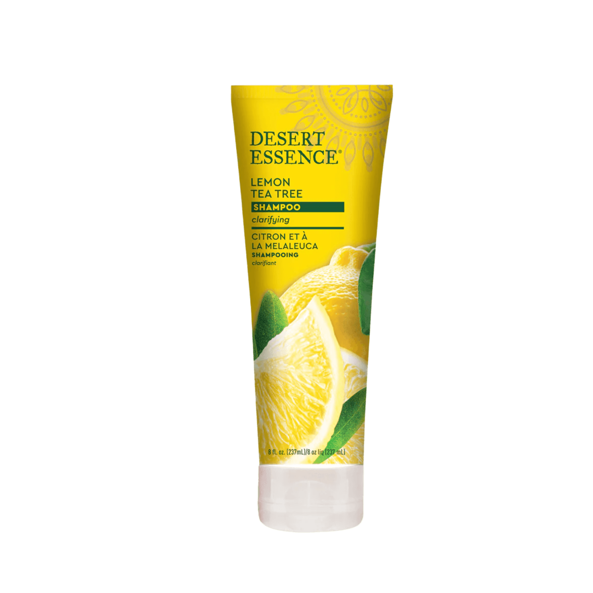 Desert Essence Clarifying Lemon Shampoo reinigt fettige Wurzeln, verleiht Volumen und sorgt für glänzendes, gesundes Haar. Mit Zitronenextrakt, Teebaumöl und Maca-Wurzelextrakt für sanfte Reinigung und Pflege.