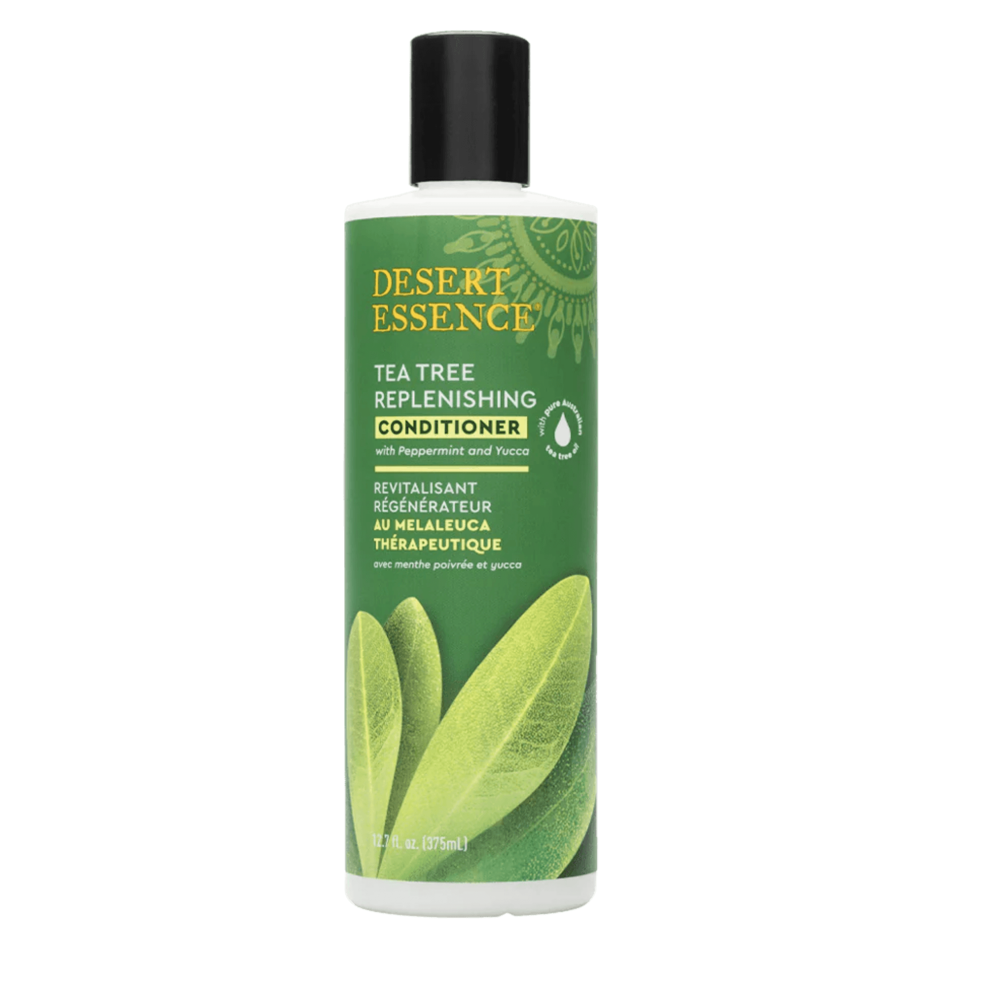 Desert Essence Tea Tree Regenerating Conditioner entwirrt Locken auf sanfte Weise. Dieser Conditioner mit ätherischen Ölen aus Teebaum und Eukalyptus reinigt die Längen, ohne sie auszutrocknen. Die beiden Öle revitalisieren das Haar, ohne es zu schädigen. Die Zusammensetzung des Produkts bekämpft Irritationen, Juckreiz und überschüssigen Talg. 