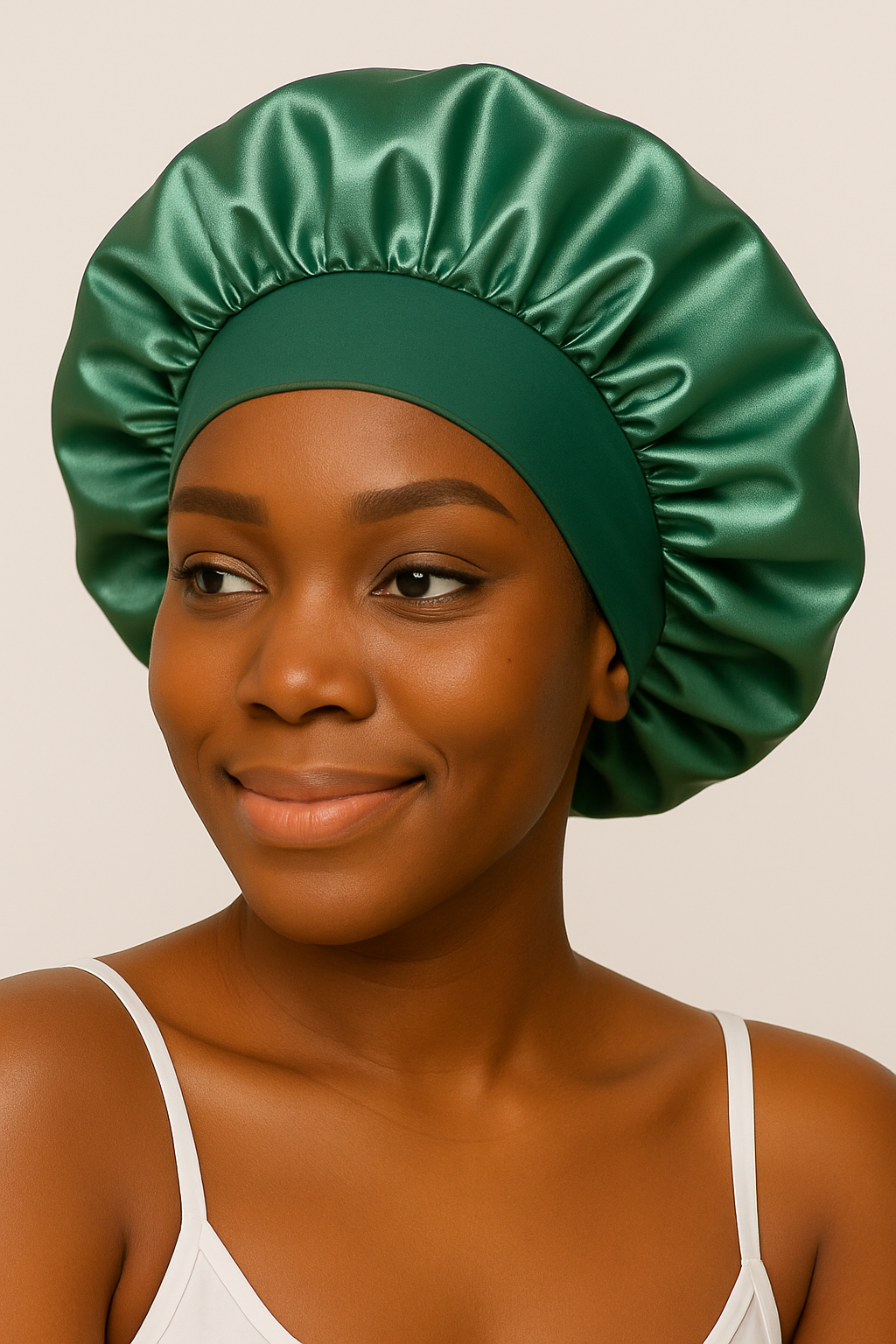 Satin Bonnet, Haube – Grün, haarschonend & atmungsaktiv