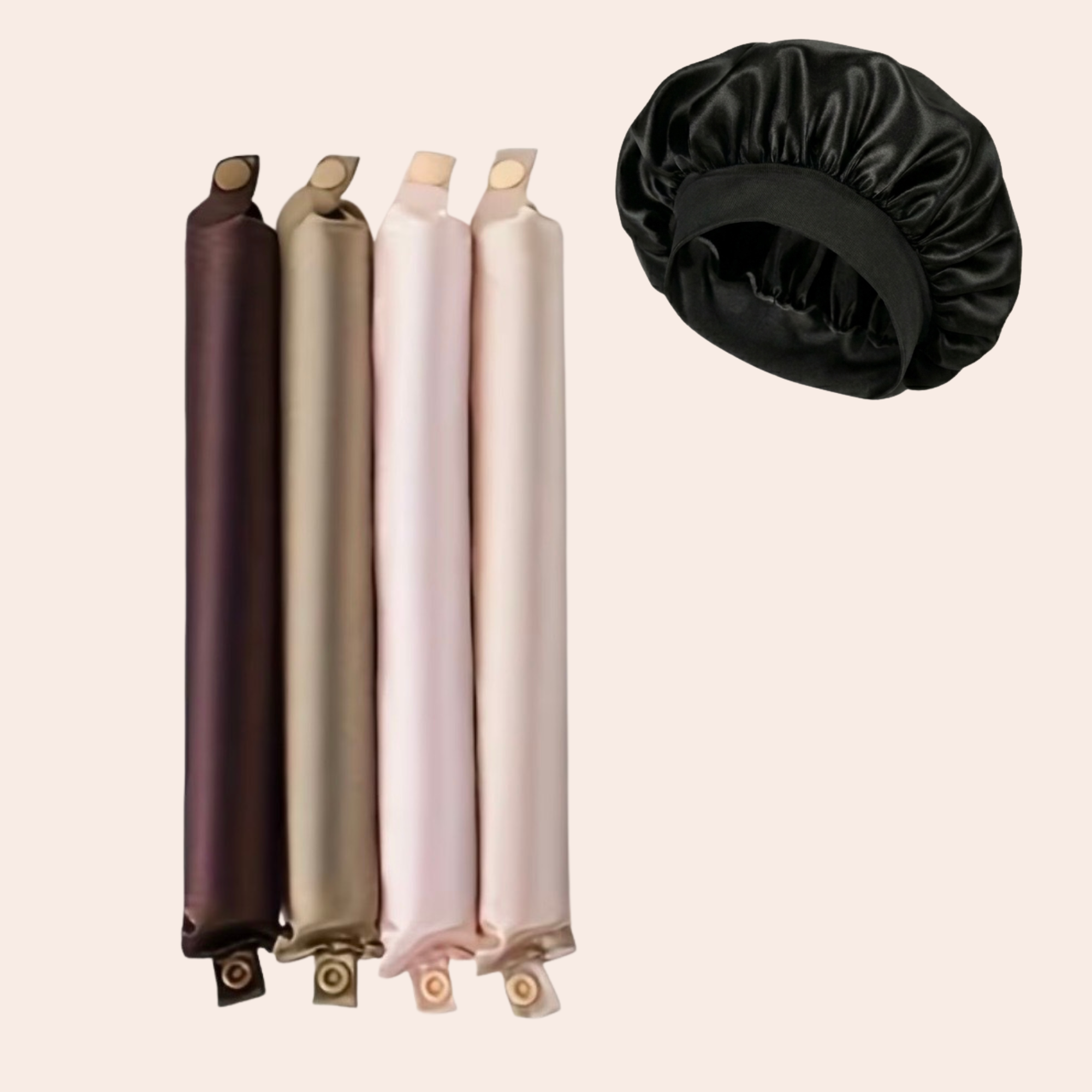Satin-Lockenwickler Set mit Bonnet