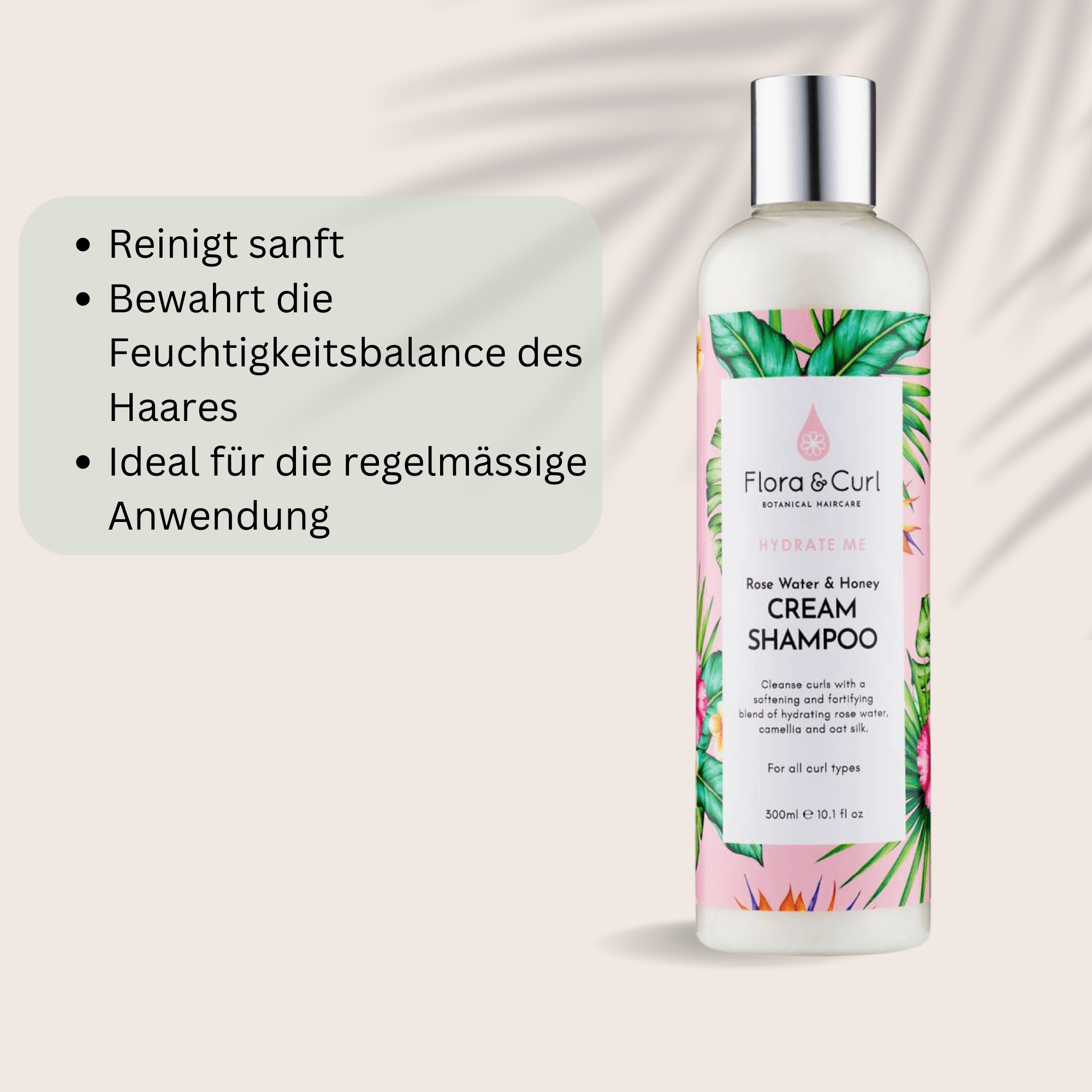 Shampoo mit Rose & Honig von Flora & Curl – Feuchtigkeitspflege für Locken