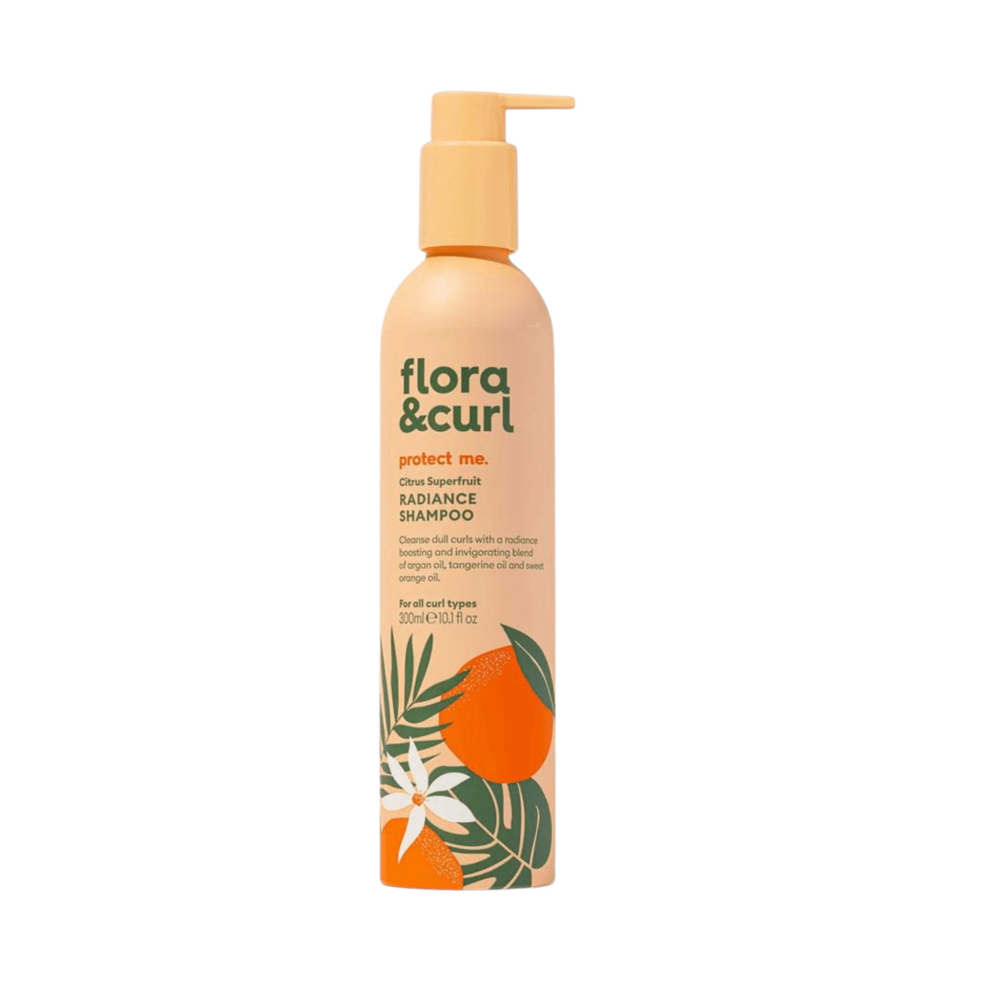 Flora & Curl Citrus Superfruit Radiance Shampoo – Zitrusshampoo in orangefarbener Flasche