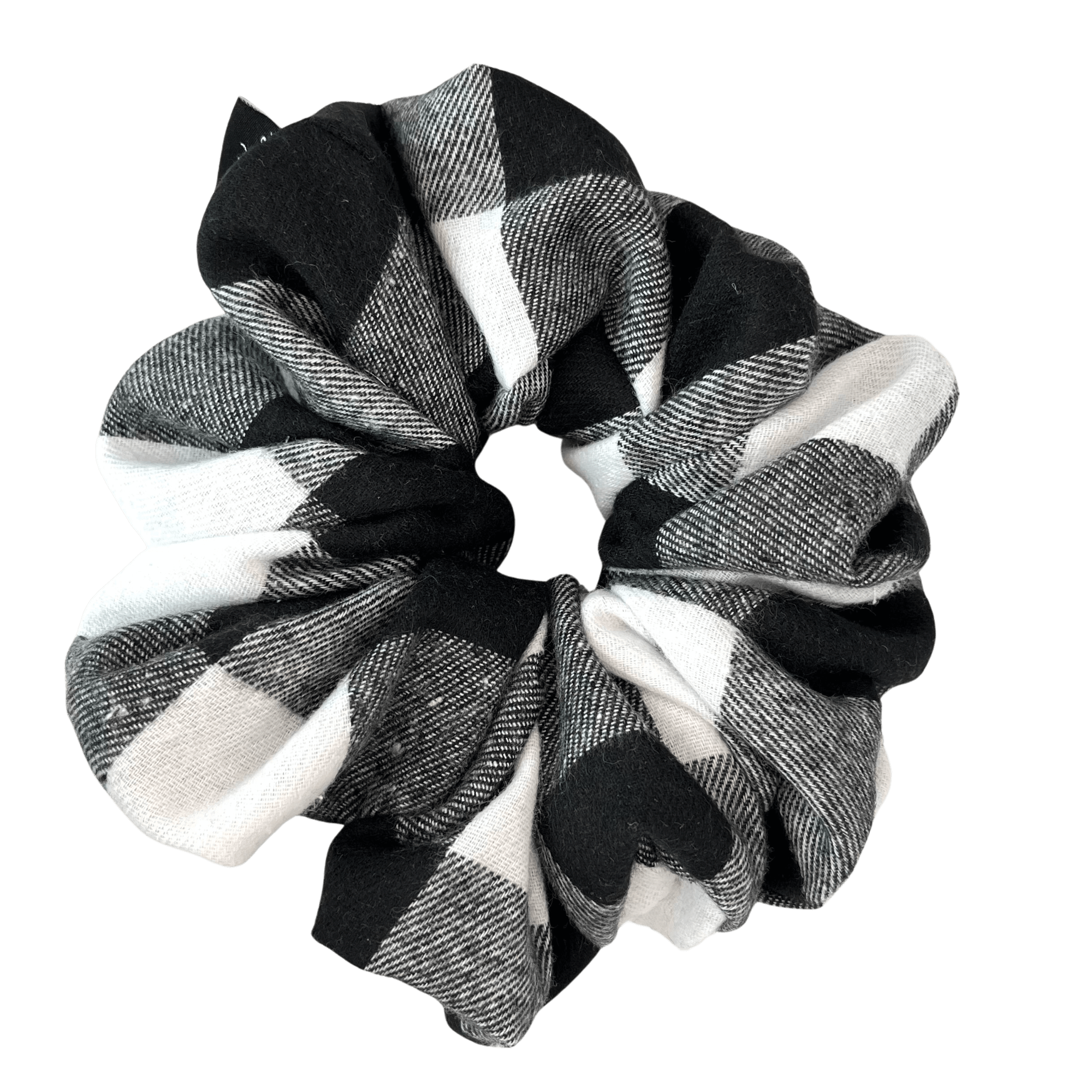 Karo Scrunchie, Haargummi in Schwarz-weiss – Handgefertigter Haargummi aus hochwertiger Baumwolle, ideal für einen stilvollen Look und haarschonenden Halt.