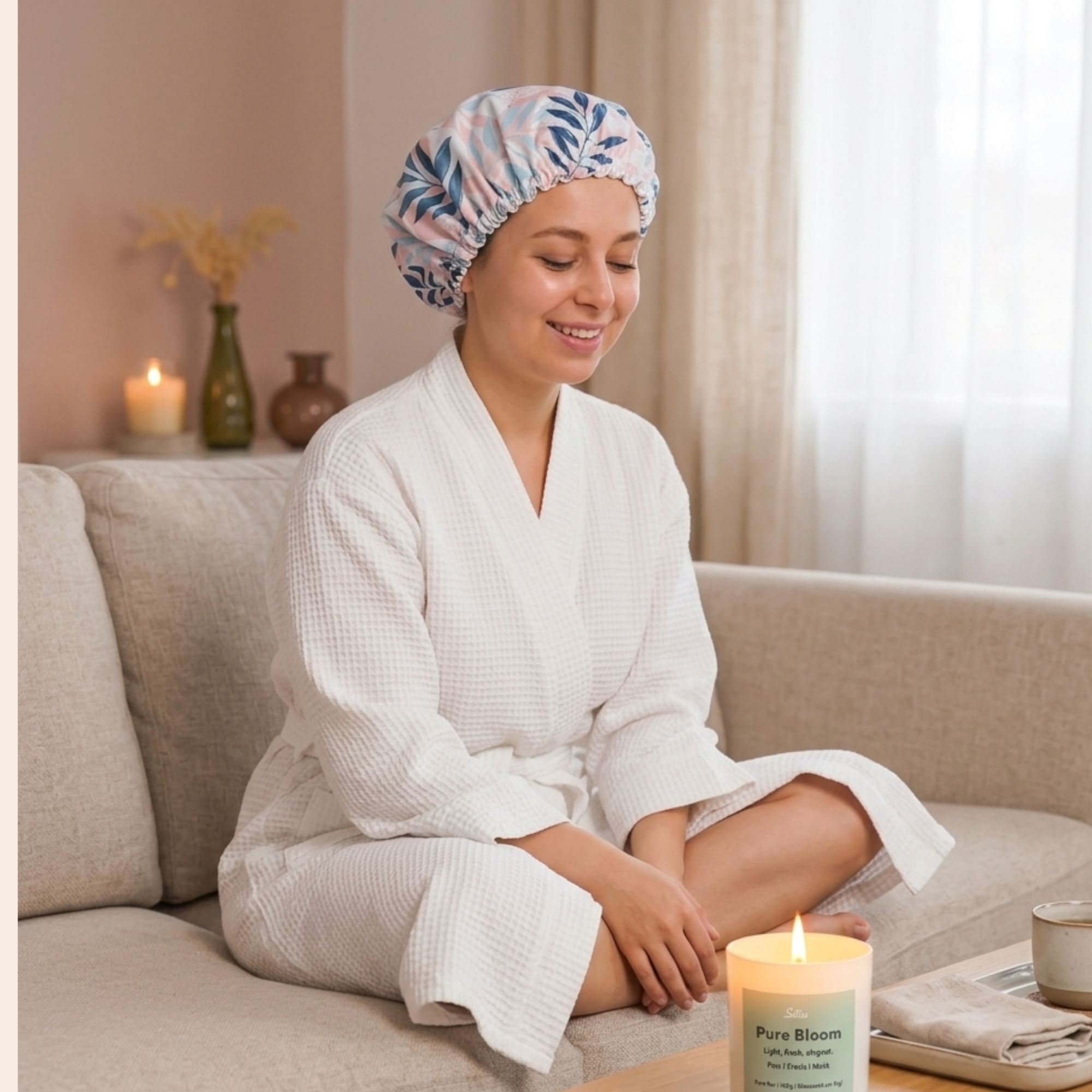 Siztaz at home spa deep conditioning cap.weiss