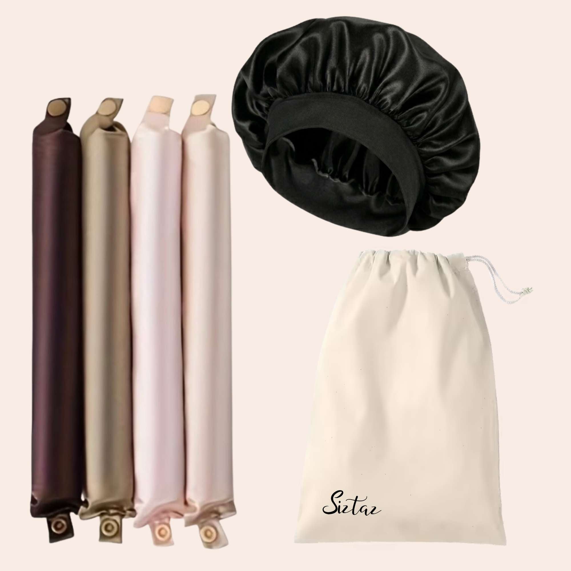 Satin-Lockenwickler Set mit Bonnet