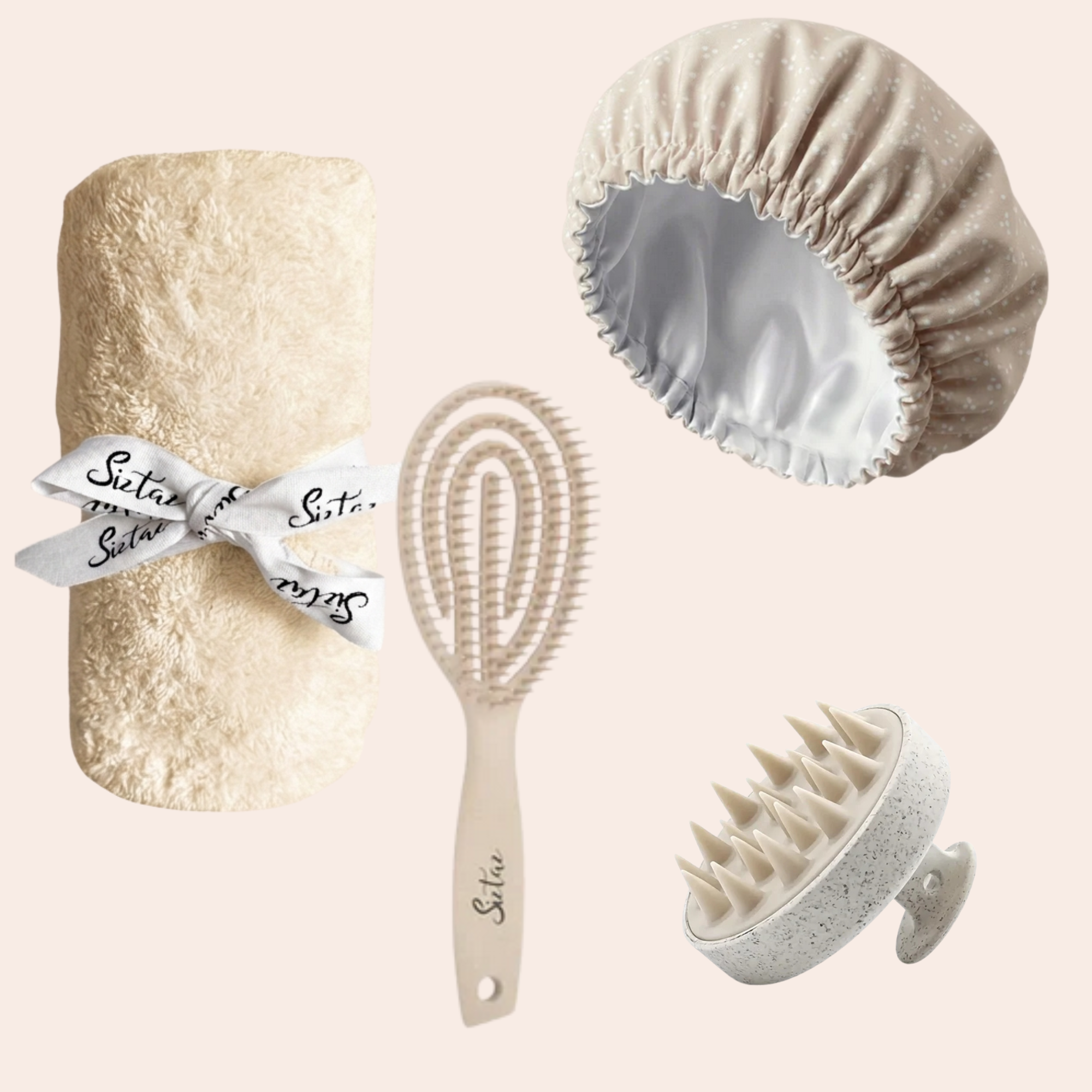 Siztaz Washday set, mikrofaser haartuch, entwirrungsbürste, Wärme Kappe, Kopfmassage bürte Deepconditioning cap für LockenSiztaz Washday set, mikrofaser haartuch, entwirrungsbürste, Wärme Kappe, Deepconditioning cap für Locken
