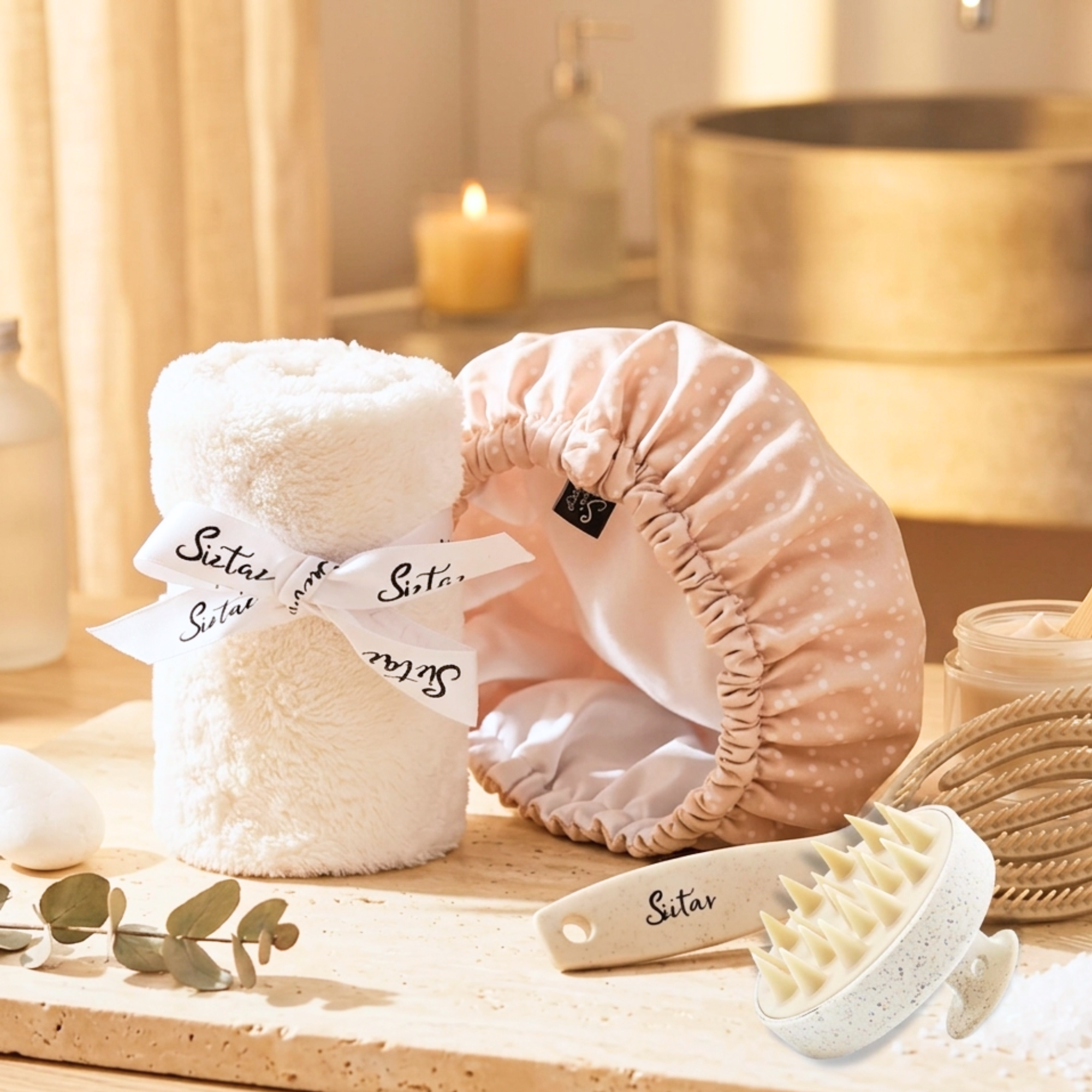 Siztaz Washday set, mikrofaser haartuch, entwirrungsbürste, Wärme Kappe, Kopfmassage bürte Deepconditioning cap für LockenSiztaz Washday set, mikrofaser haartuch, entwirrungsbürste, Wärme Kappe, Deepconditioning cap für alle Lockentypen