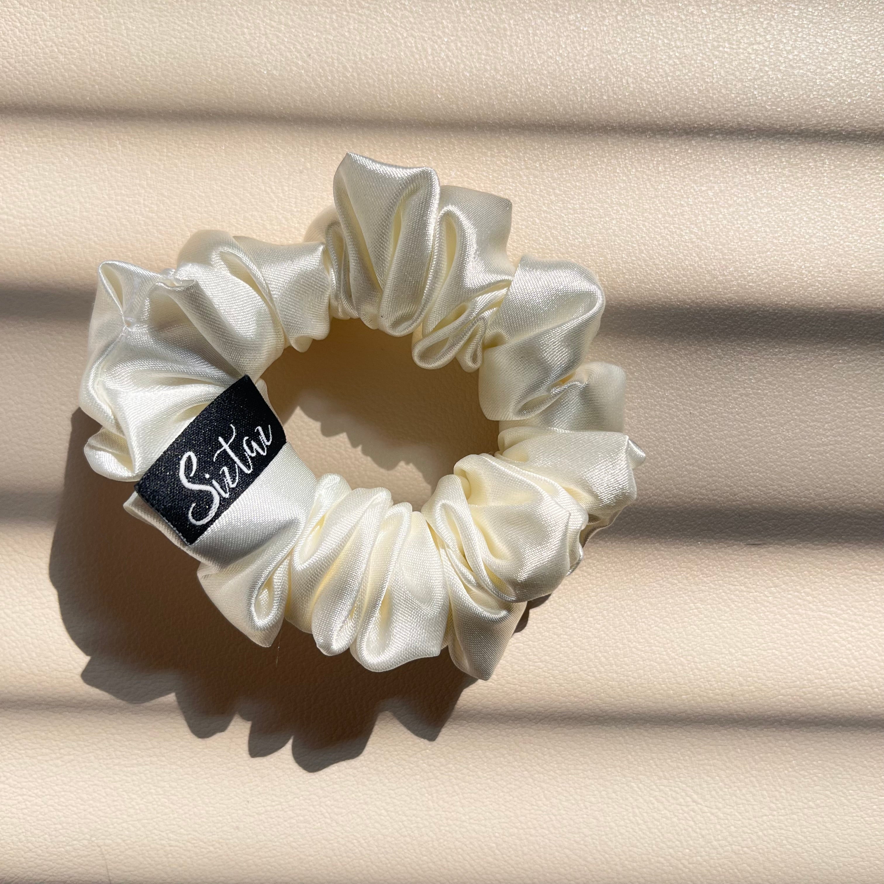 White satin scrunchie