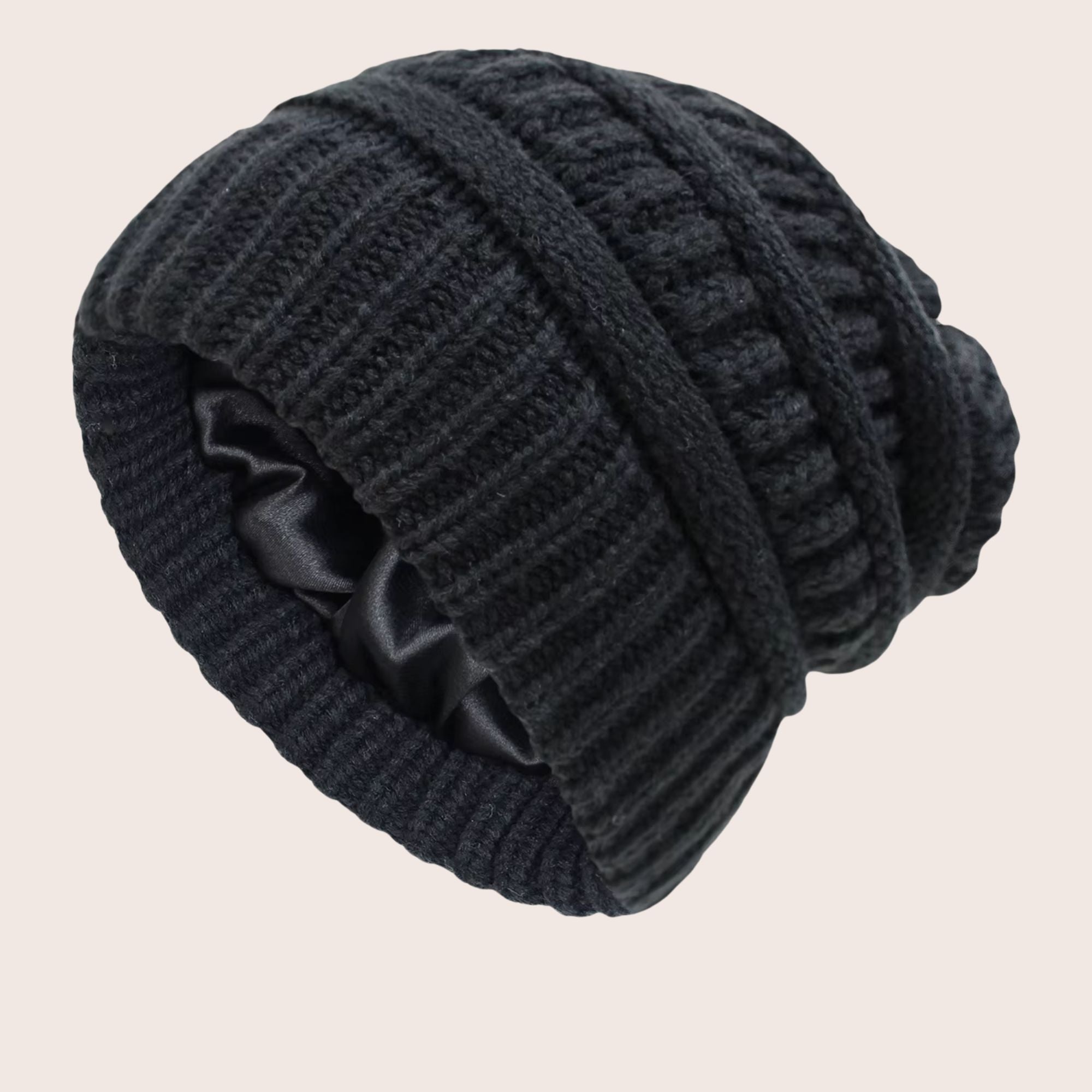 Siztaz  | Winter mütze Beanie mit Satin Futter -  black