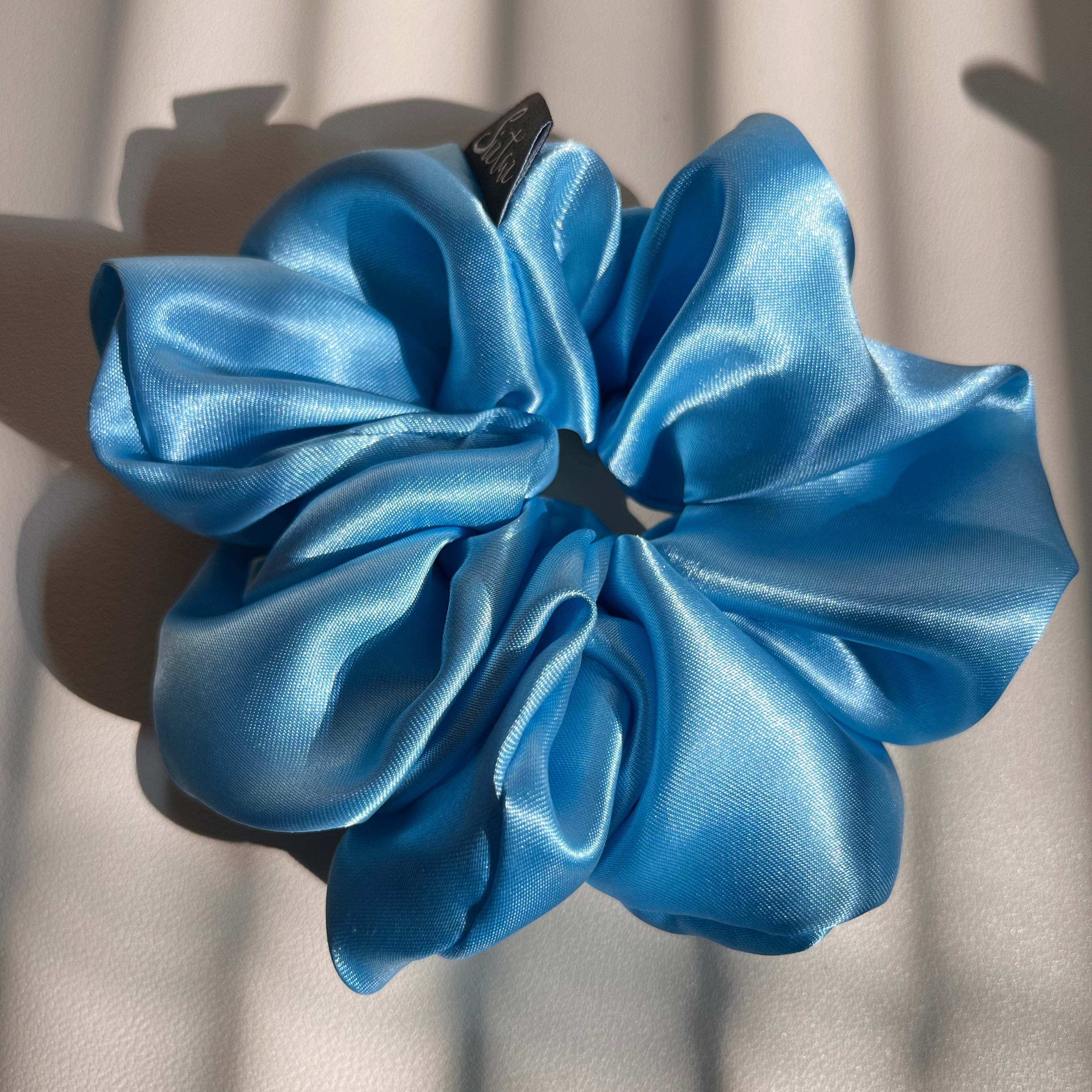 Siztaz XL satin blue scrunchie