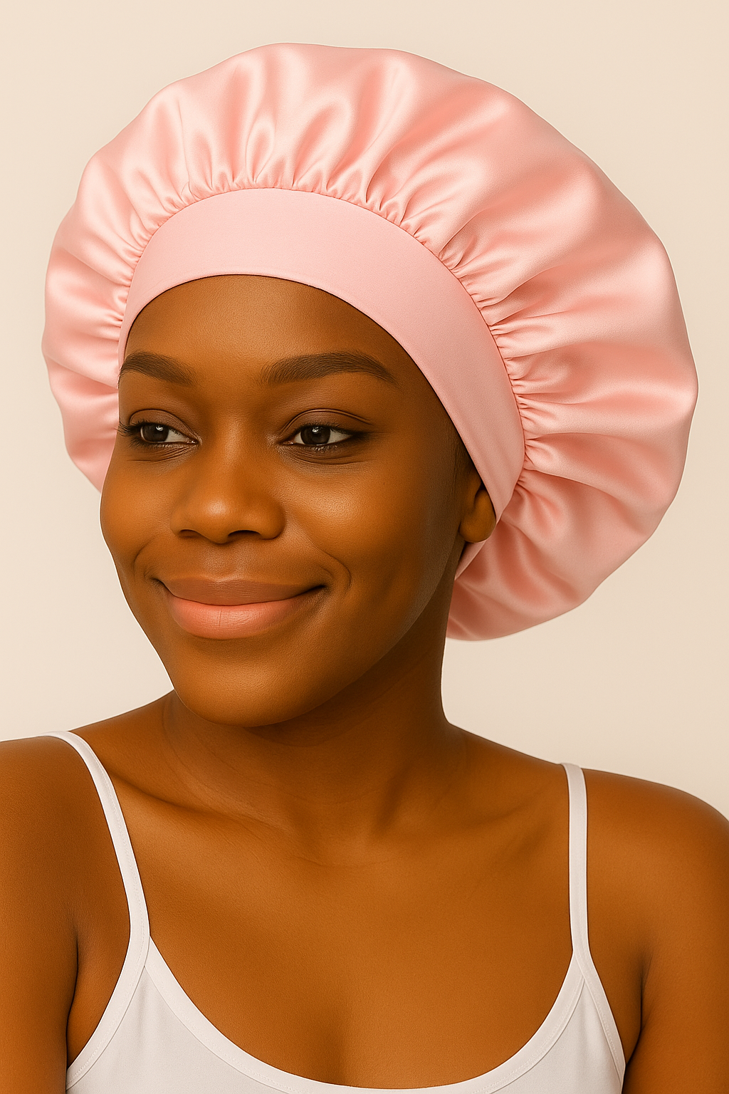 pink satin bonnet