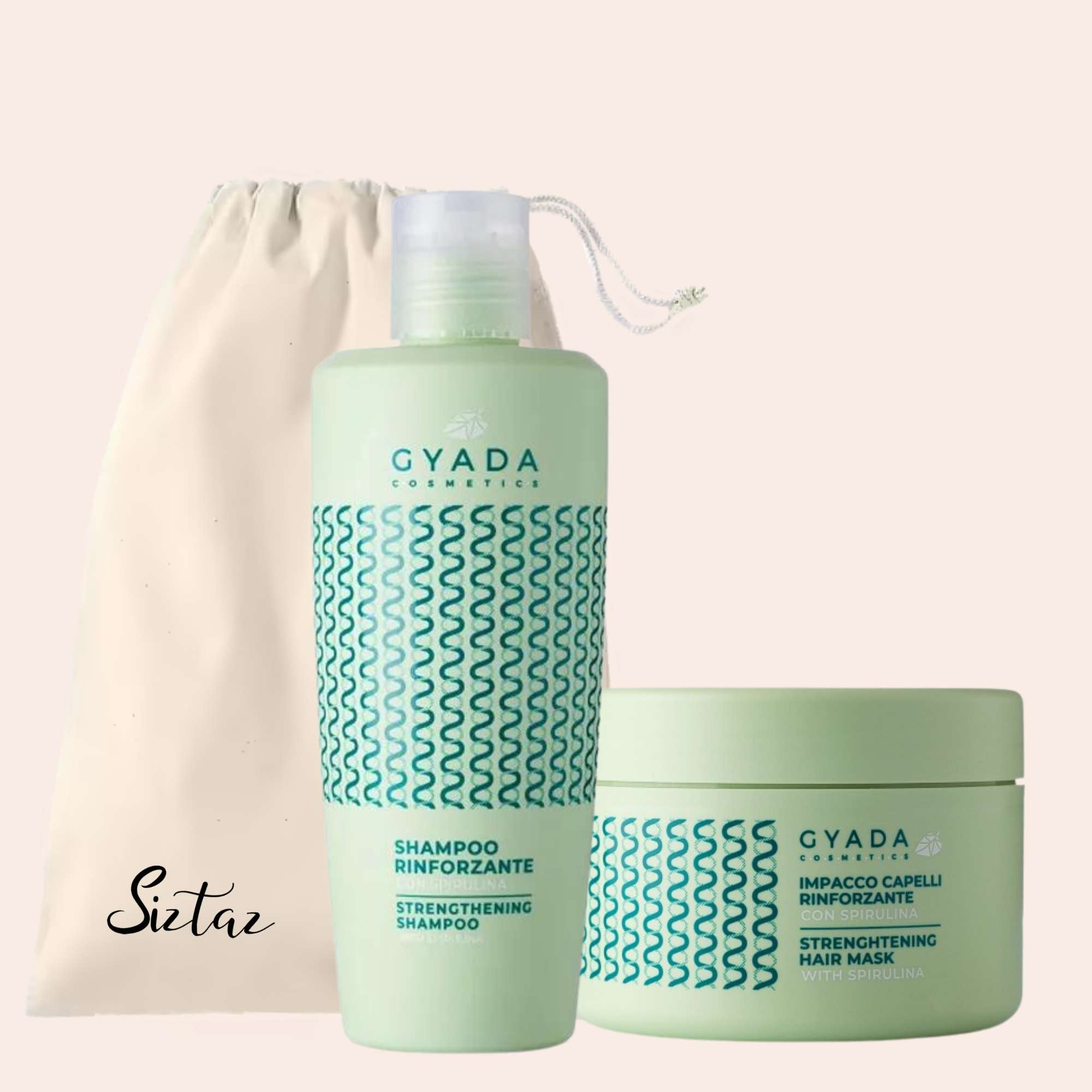 Gyada, curly hair strentgthening set. Shamoo and hairmask