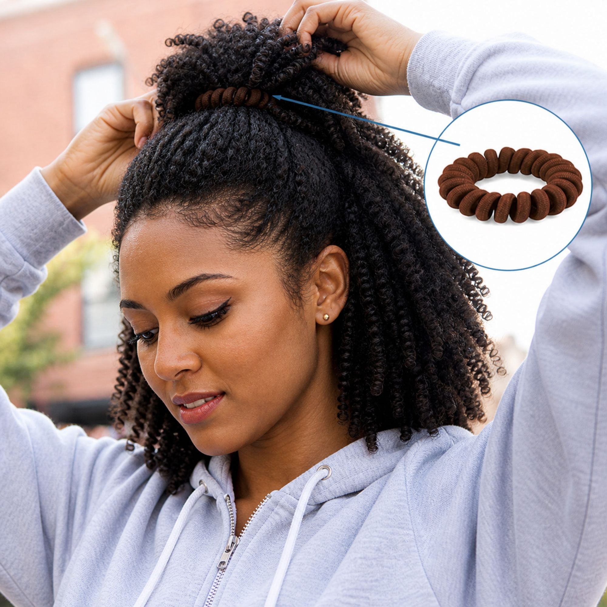 siztaz spiral hair tie for curly hair